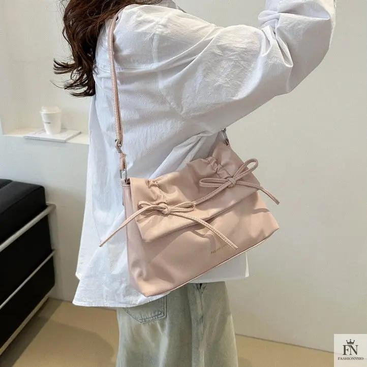Drawstring Bow Shoulder Bags - Fashionnsio