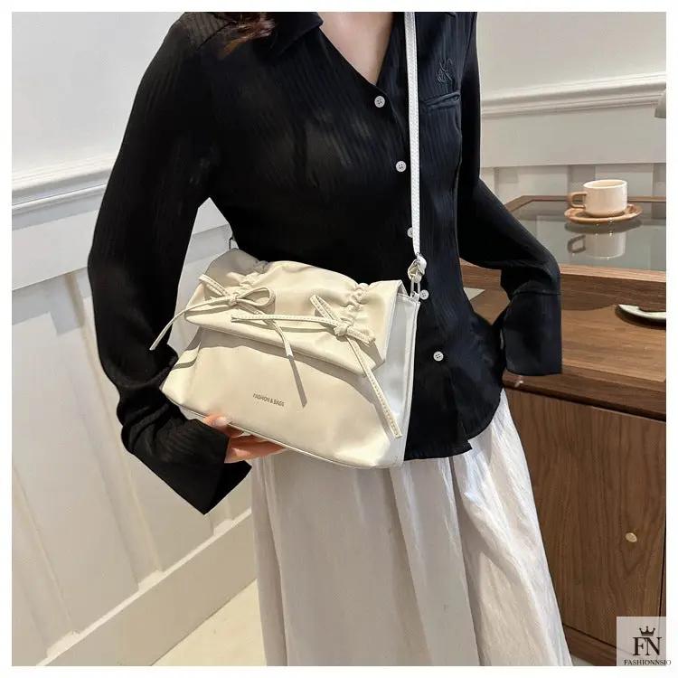 Drawstring Bow Shoulder Bags - Fashionnsio