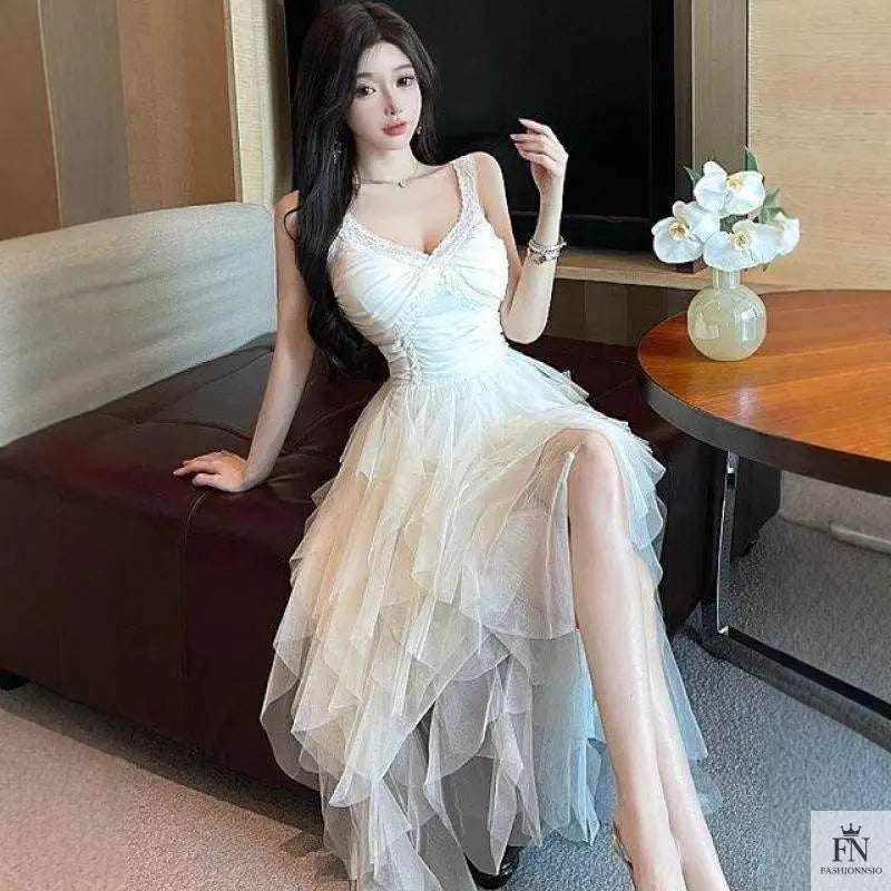Princess Tulle Ruffle Gown - Fashionnsio