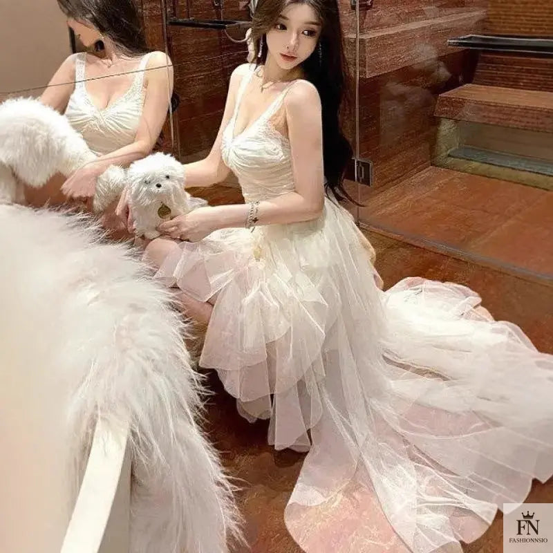 Princess Tulle Ruffle Gown - Fashionnsio