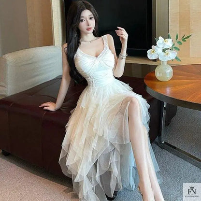 Princess Tulle Ruffle Gown - Fashionnsio