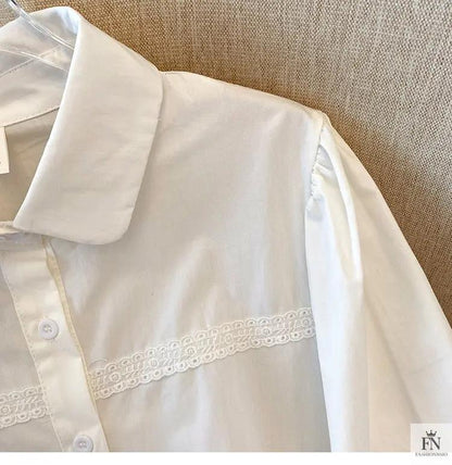 Embroidered Lace Y2K Shirt For Women - Fashionnsio