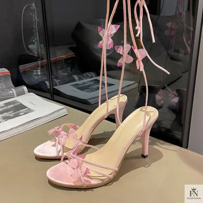 Fairy Butterfly Lace Up High Heels - Fashionnsio
