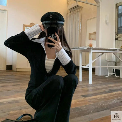 False Two Piece Lapel Women Shirt - Fashionnsio