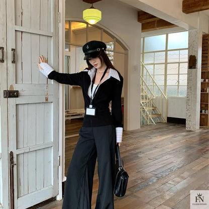 False Two Piece Lapel Women Shirt - Fashionnsio