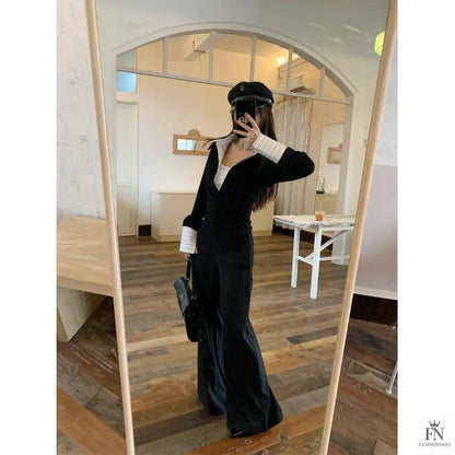 False Two Piece Lapel Women Shirt - Fashionnsio