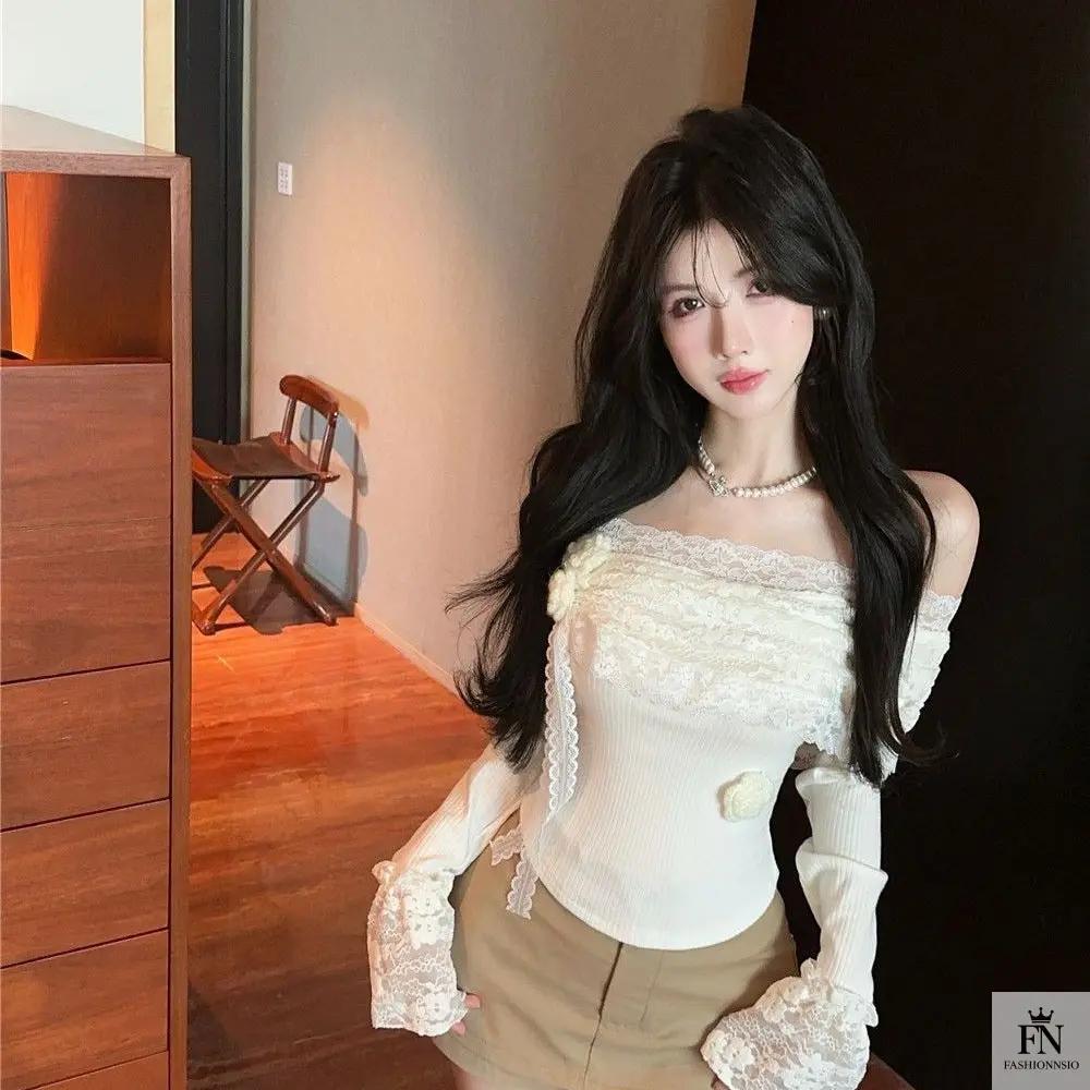 Floral Lace Off Shoulder Top - Fashionnsio
