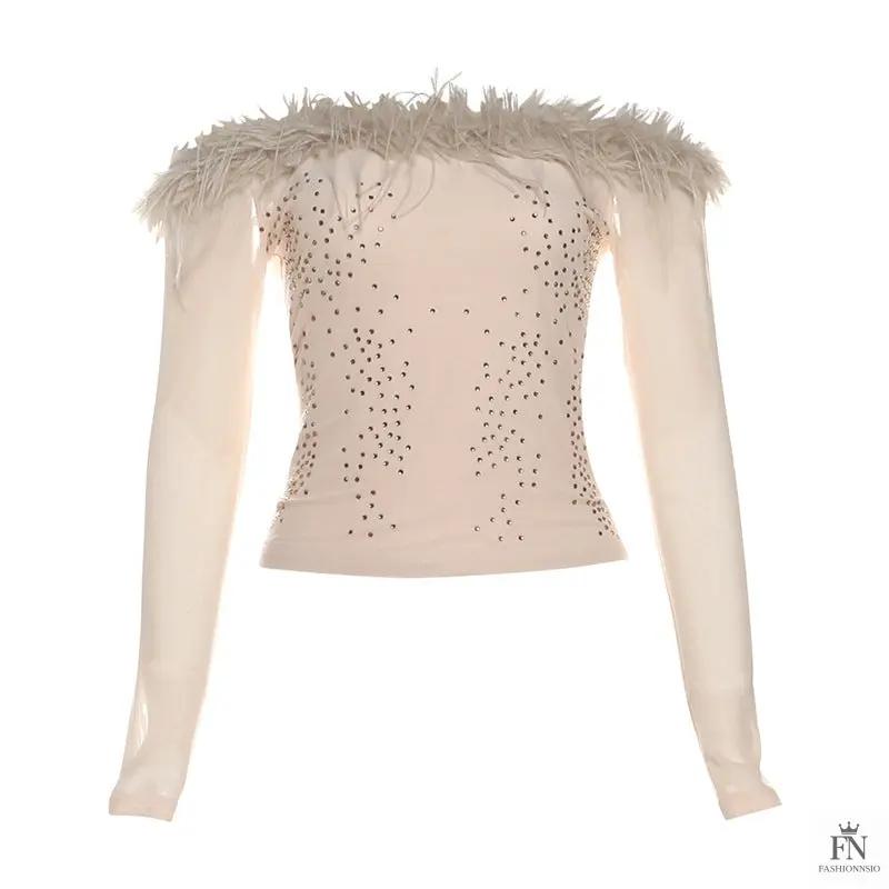 Sheer Off Shoulder Tops - Fashionnsio