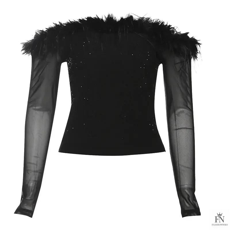 Sheer Off Shoulder Tops - Fashionnsio