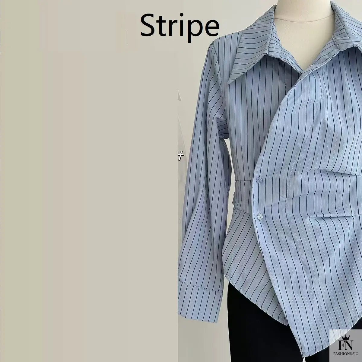 Striped Irregular Waist Fitted Shirts - Fashionnsio