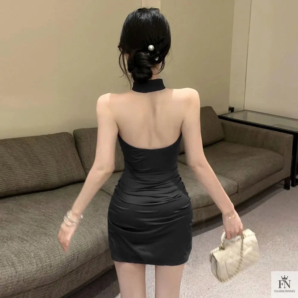 Leopard Print Tie Bodycon Dress - Fashionnsio