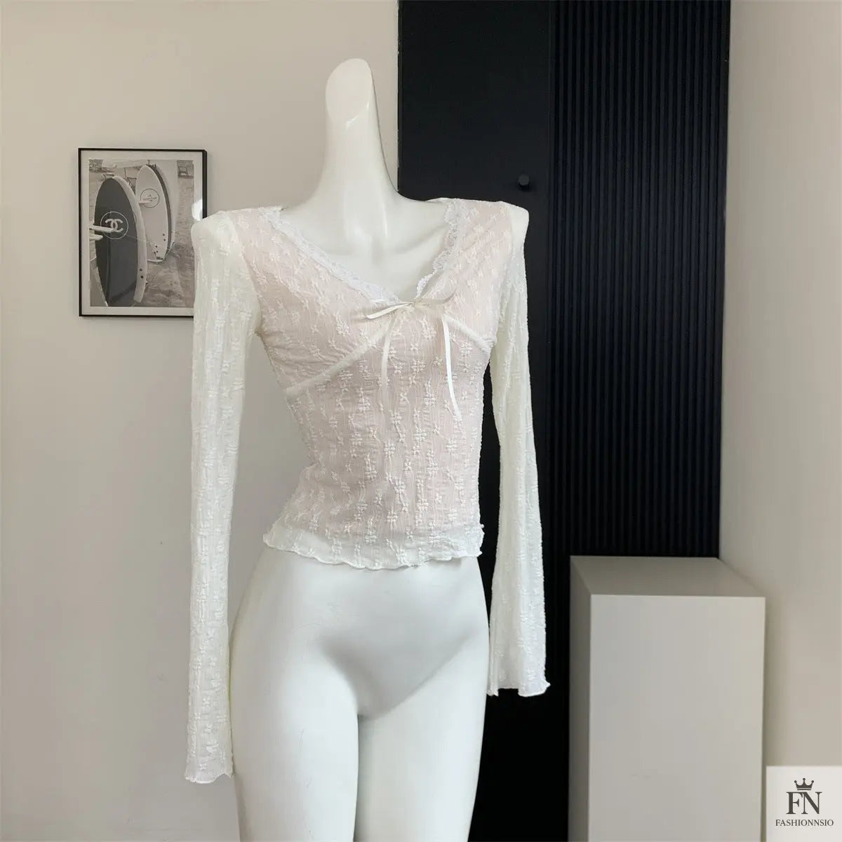 Floral Lace Long Sleeve Top - Fashionnsio