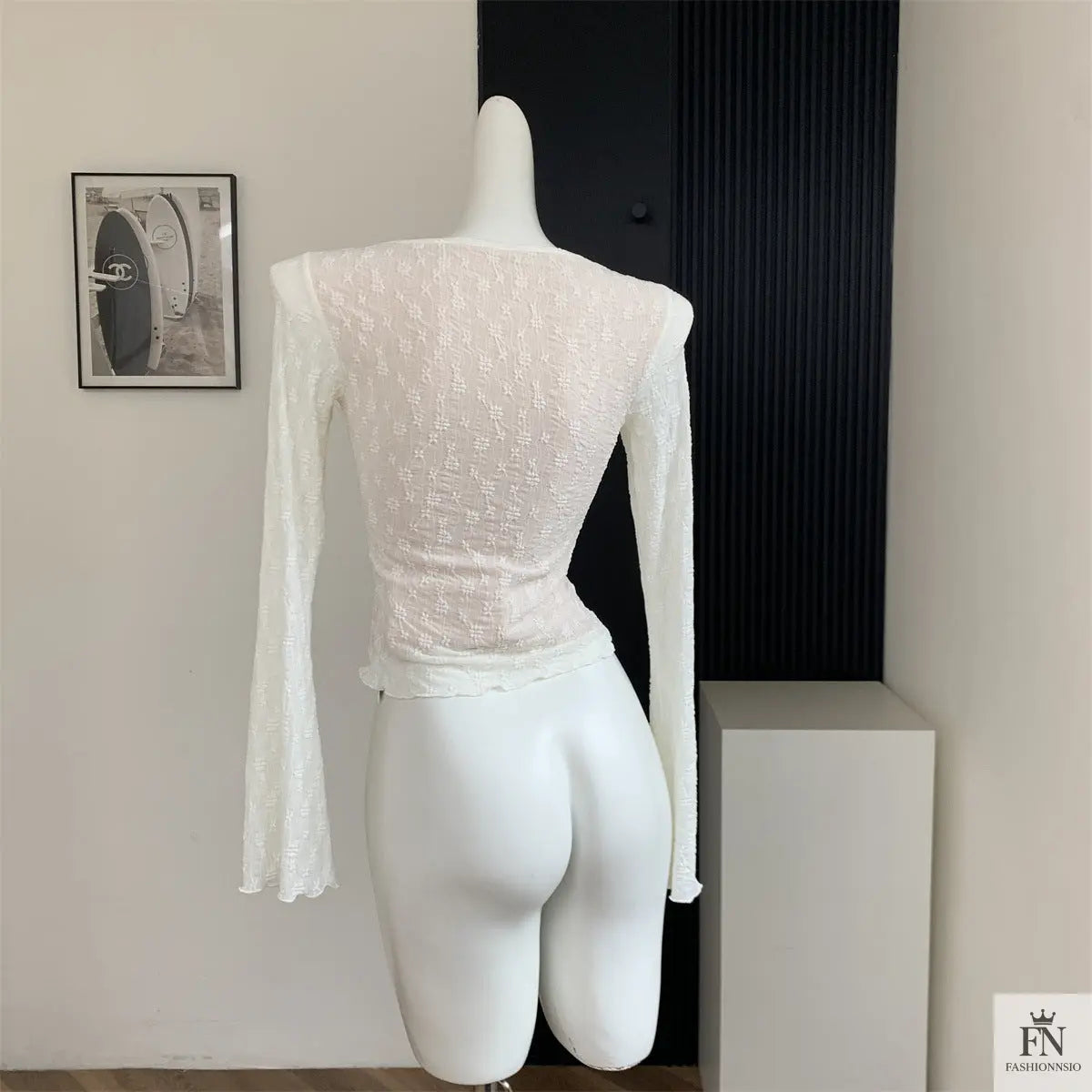 Floral Lace Long Sleeve Top - Fashionnsio