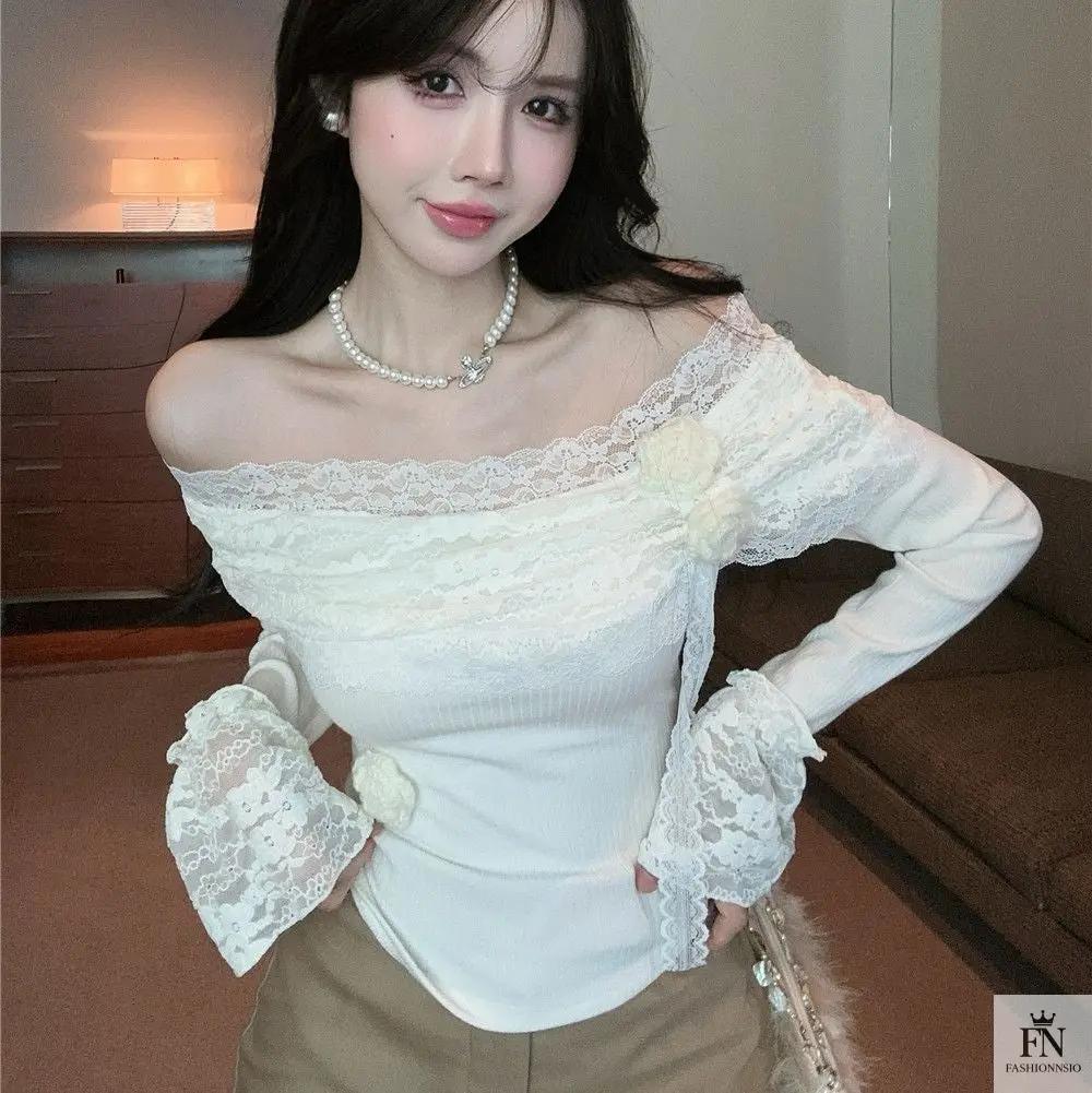 Floral Lace Off Shoulder Top - Fashionnsio