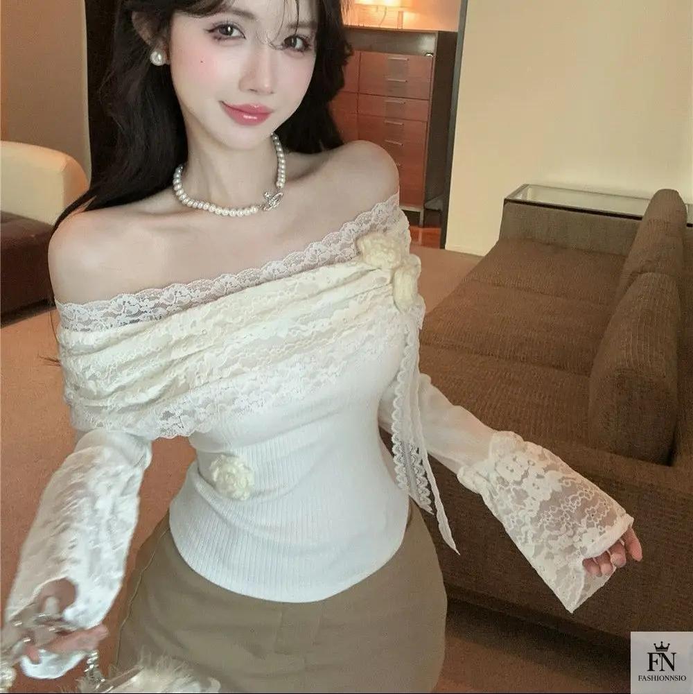 Floral Lace Off Shoulder Top - Fashionnsio