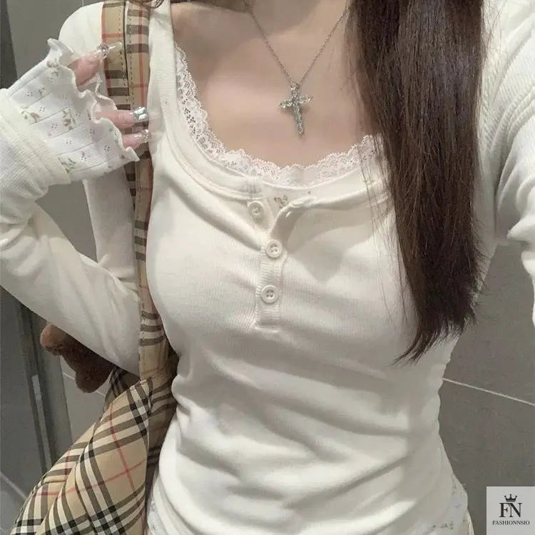 Floral Two-piece Lace Top - Fashionnsio