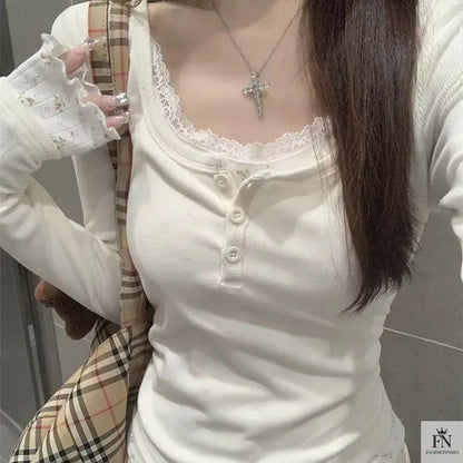 Floral Two-piece Lace Top - Fashionnsio