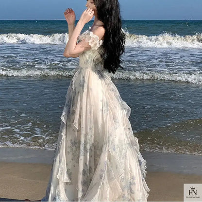 Floral Off Shoulder Ruffle Dress - Fashionnsio