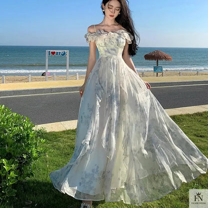 Floral Off Shoulder Ruffle Dress - Fashionnsio