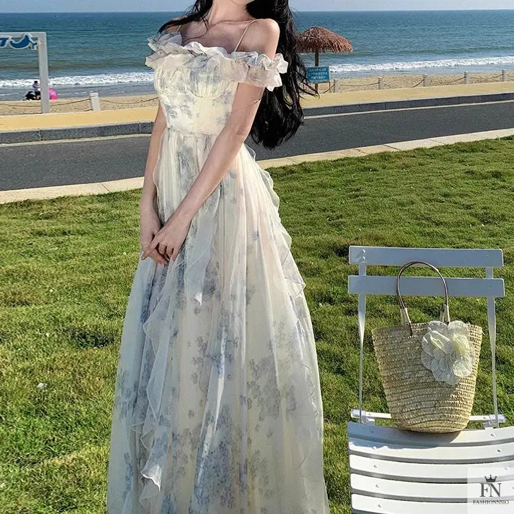 Floral Off Shoulder Ruffle Dress - Fashionnsio