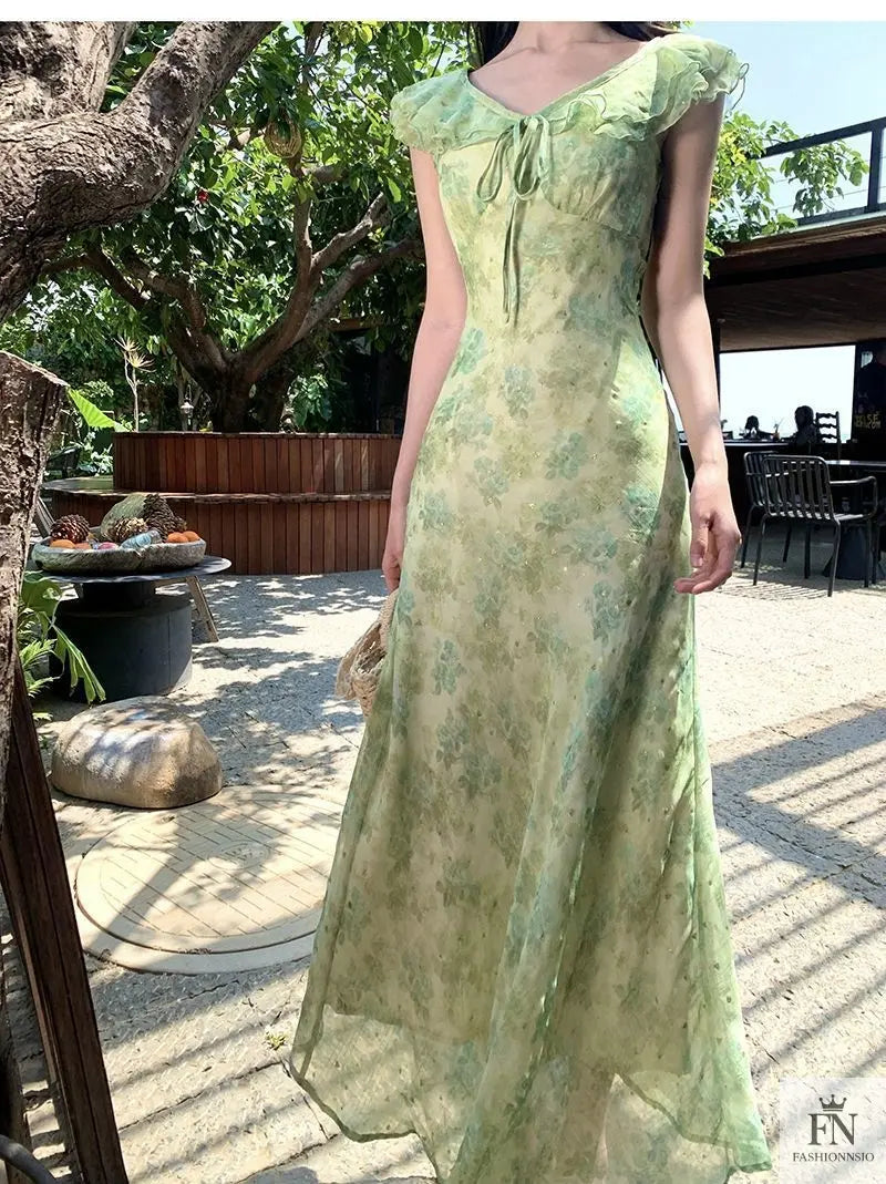 Floral Print Maxi Dress - Fashionnsio