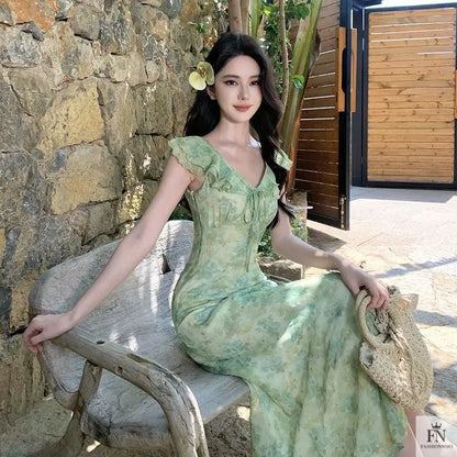 Floral Print Maxi Dress - Fashionnsio