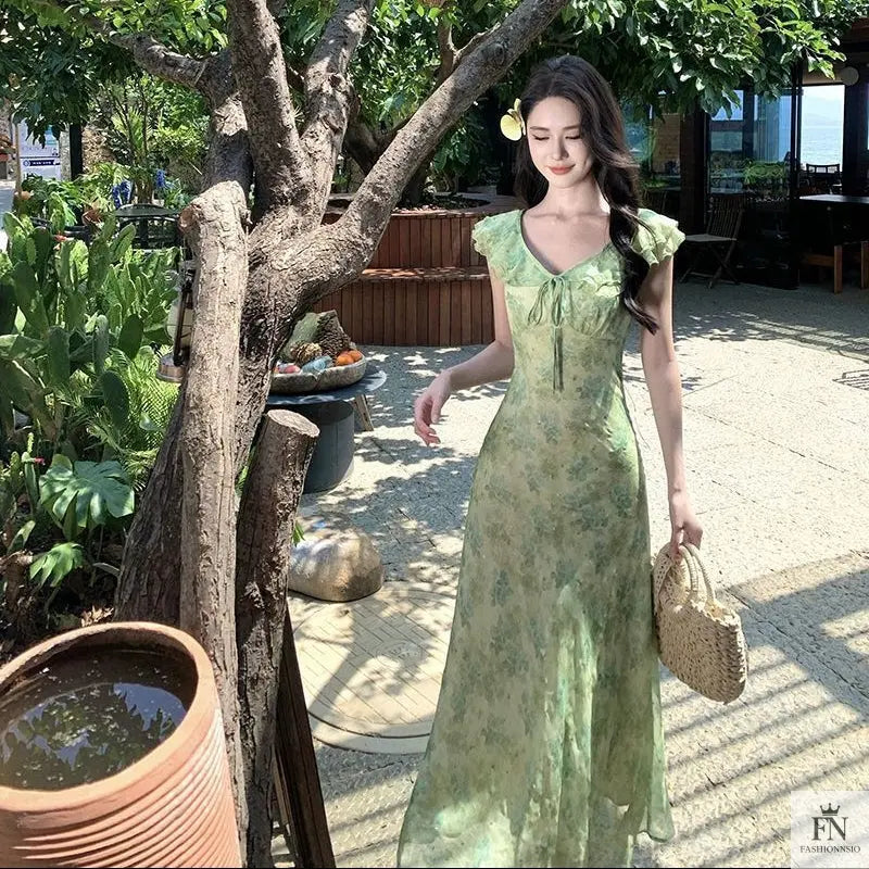 Floral Print Maxi Dress - Fashionnsio