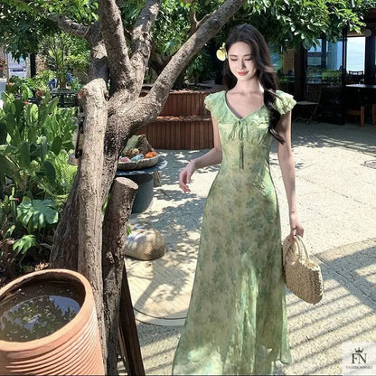 Floral Print Maxi Dress - Fashionnsio