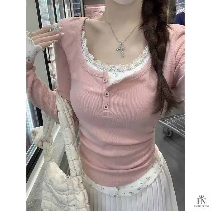 Floral Two-piece Lace Top - Fashionnsio