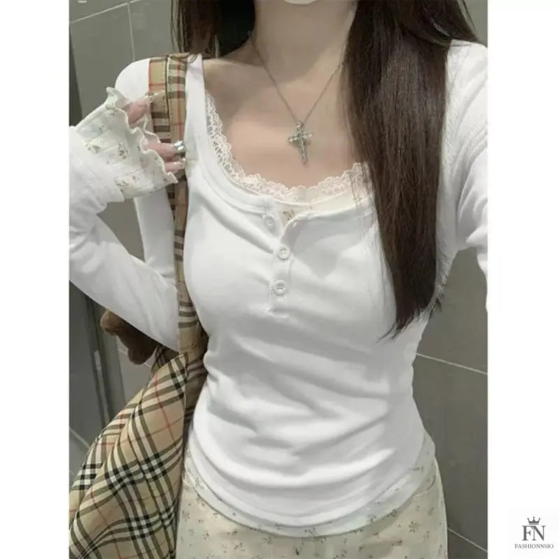 Floral Two-piece Lace Top - Fashionnsio