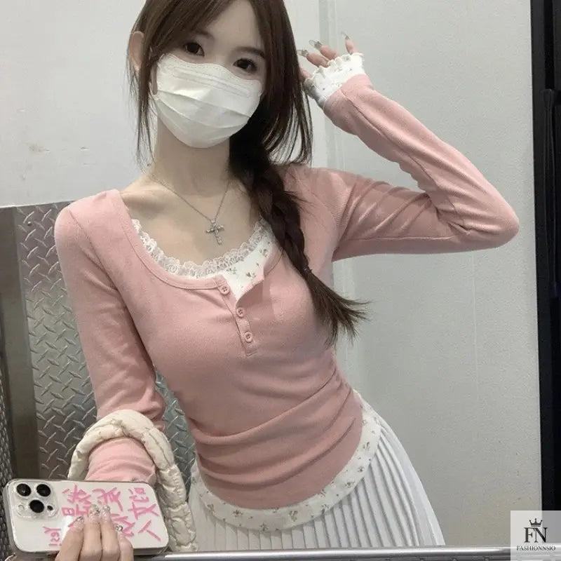 Floral Two-piece Lace Top - Fashionnsio