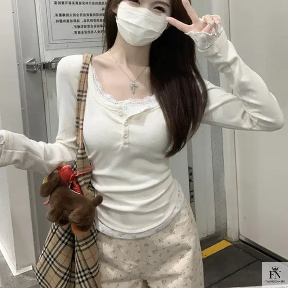 Floral Two-piece Lace Top - Fashionnsio