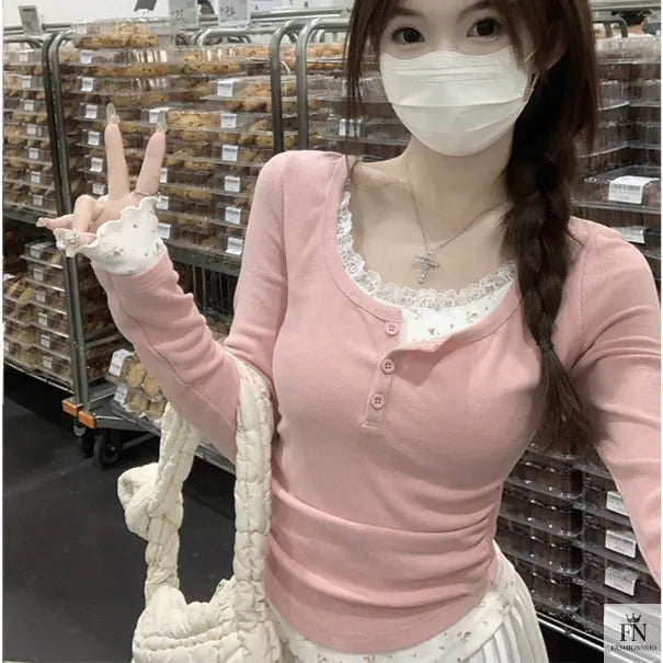 Floral Two-piece Lace Top - Fashionnsio