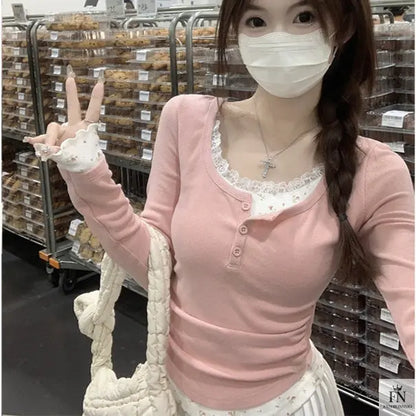 Floral Two-piece Lace Top - Fashionnsio