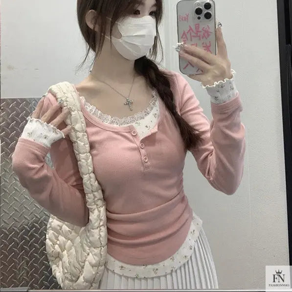 Floral Two-piece Lace Top - Fashionnsio