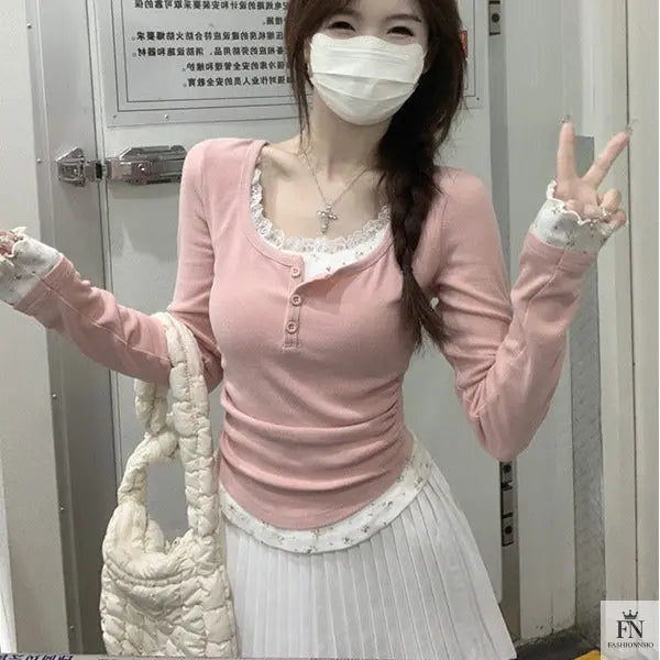 Floral Two-piece Lace Top - Fashionnsio