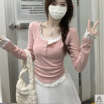 Floral Two-piece Lace Top - Fashionnsio