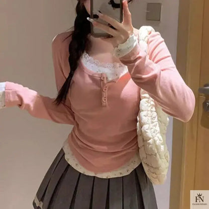 Floral Two-piece Lace Top - Fashionnsio