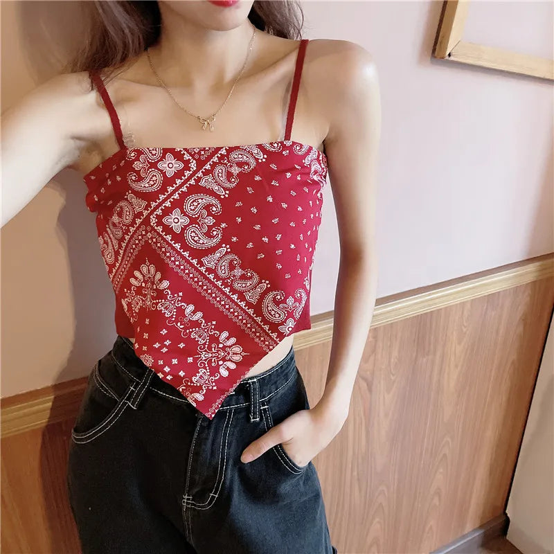 Printed Bandana Handkerchief Tube Top