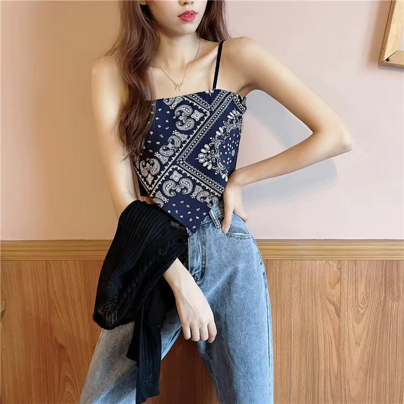 Printed Bandana Handkerchief Tube Top