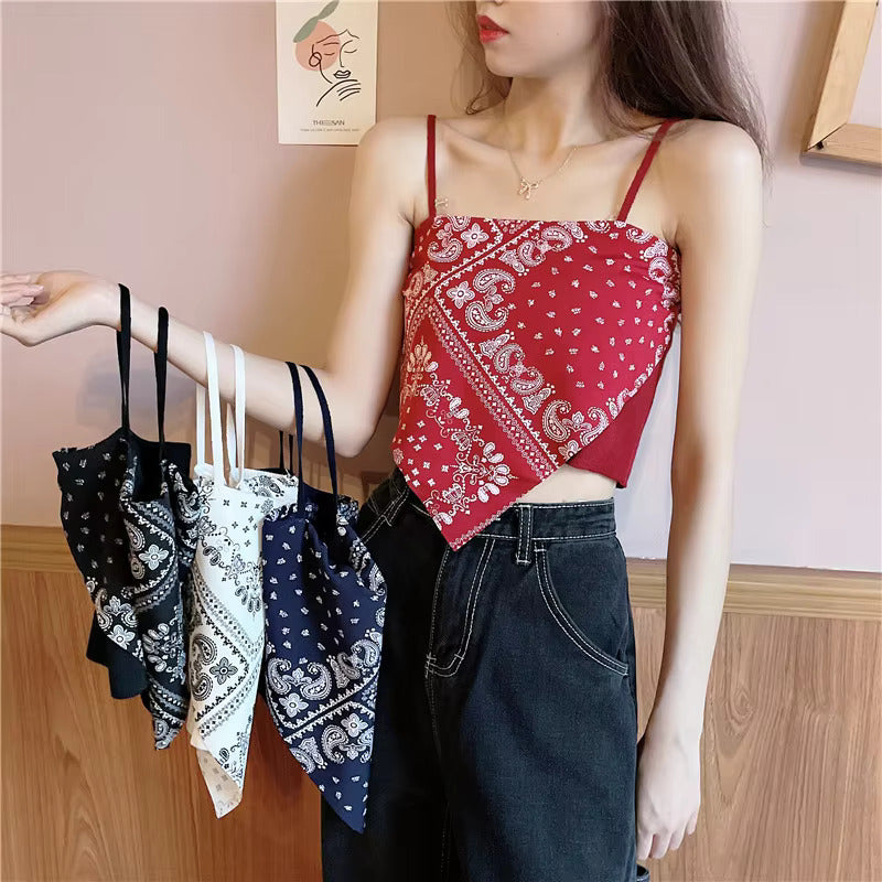 Printed Bandana Handkerchief Tube Top