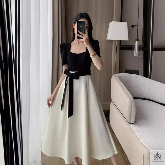 French Hepburn Bow Dress - Fashionnsio