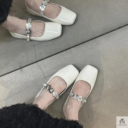 Floral Embellish Mary Jane Flats - Fashionnsio