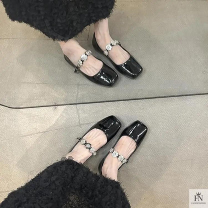 Floral Embellish Mary Jane Flats - Fashionnsio