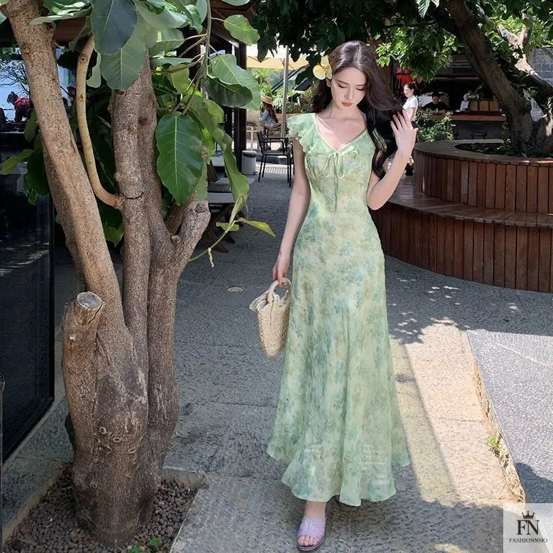 Floral Print Maxi Dress - Fashionnsio