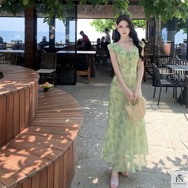 Floral Print Maxi Dress - Fashionnsio