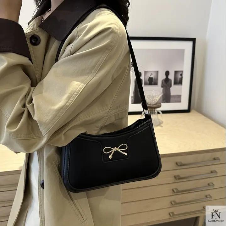 Gold Accent Bow Shoulder Bags - Fashionnsio