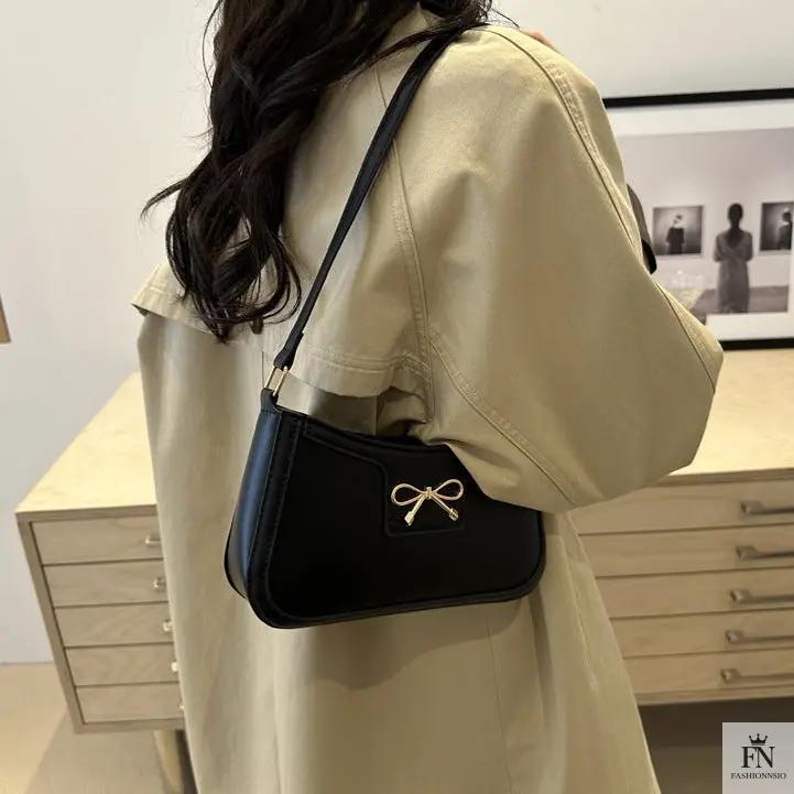 Gold Accent Bow Shoulder Bags - Fashionnsio
