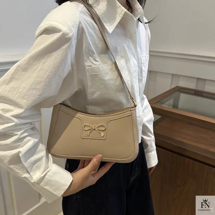 Gold Accent Bow Shoulder Bags - Fashionnsio