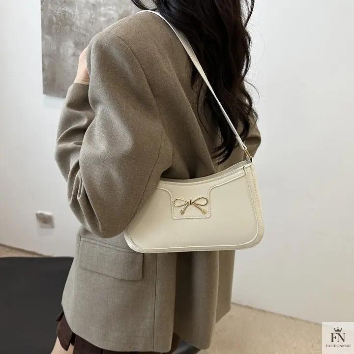 Gold Accent Bow Shoulder Bags - Fashionnsio
